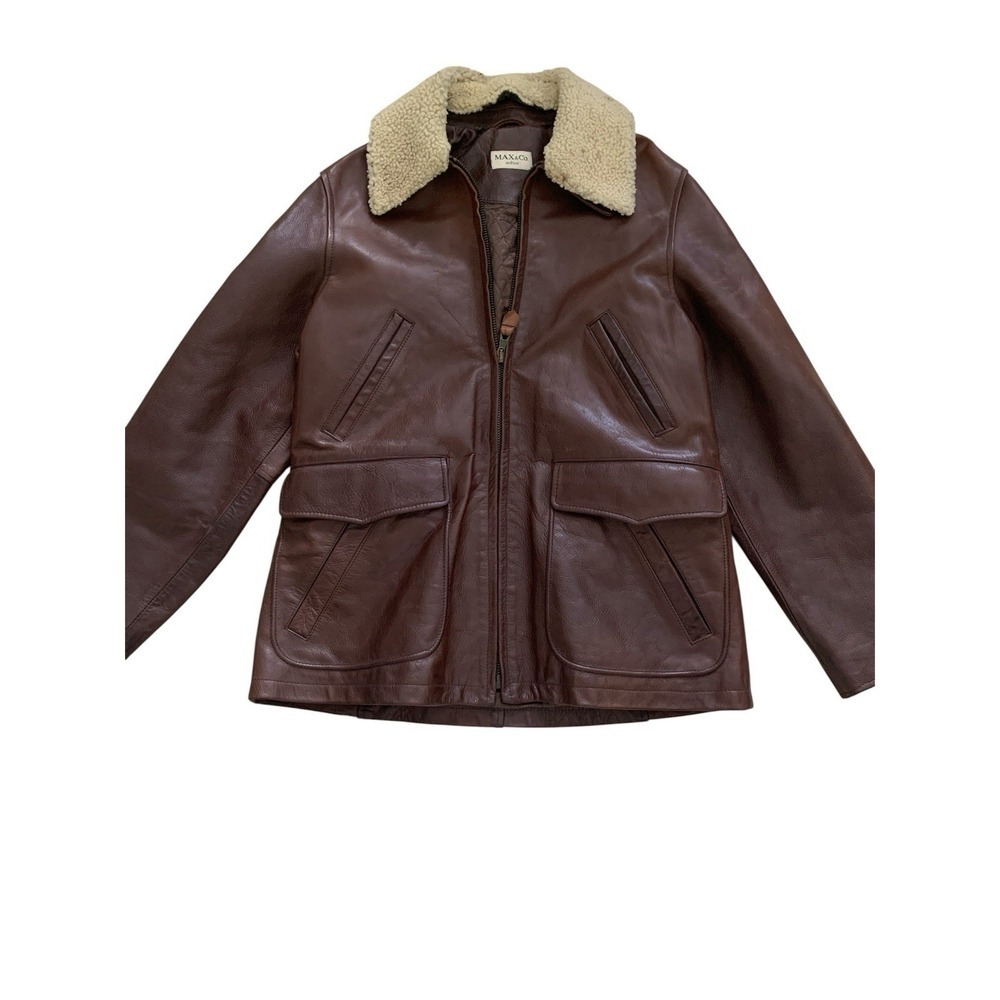 Max&Co women's leather jacket size 44 (10) brown
